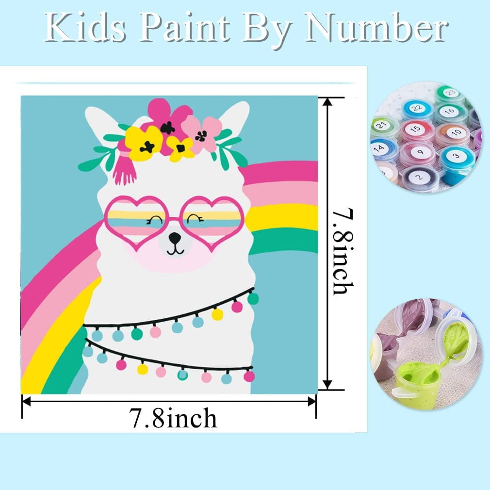 Cartoon Paint by Number for Kids - 4 Pack Cartoon Paint by Numbers for Kids Ages 4-8-12, Easy Paint with Numbers DIY Acrylic Oil Painting Kits for