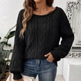 thumbnail image 5 of Snorda Sweaters for Women Roll Crew Neck Cable Knit Sweater Long Sleeve Loose Solid Pullover Thick Soft Textured Casual Vintage Sweaters for Fall Winter Warm Wear, 5 of 8