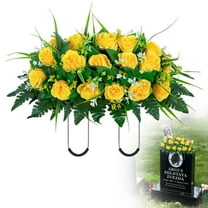 Simulation Funeral Flower Arrangement Tombstone Flower Arrangement Style 1601, Cemetery Flower Saddle Outdoor Decorations Non Colors Rose Combination Flower