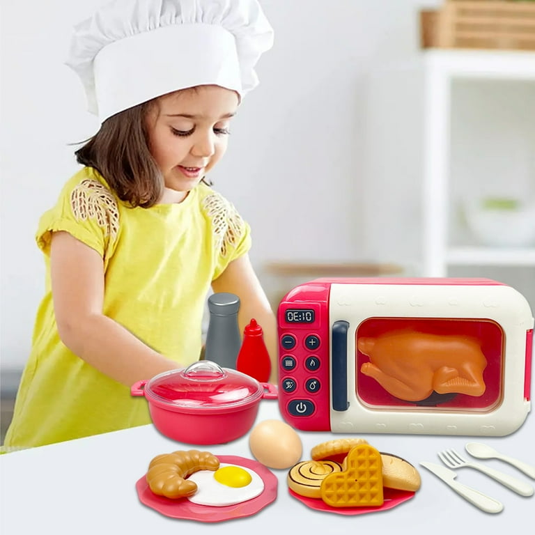 STROLA Ki-ds Kitchen Playset with Pretend Play Microwave Toy 17