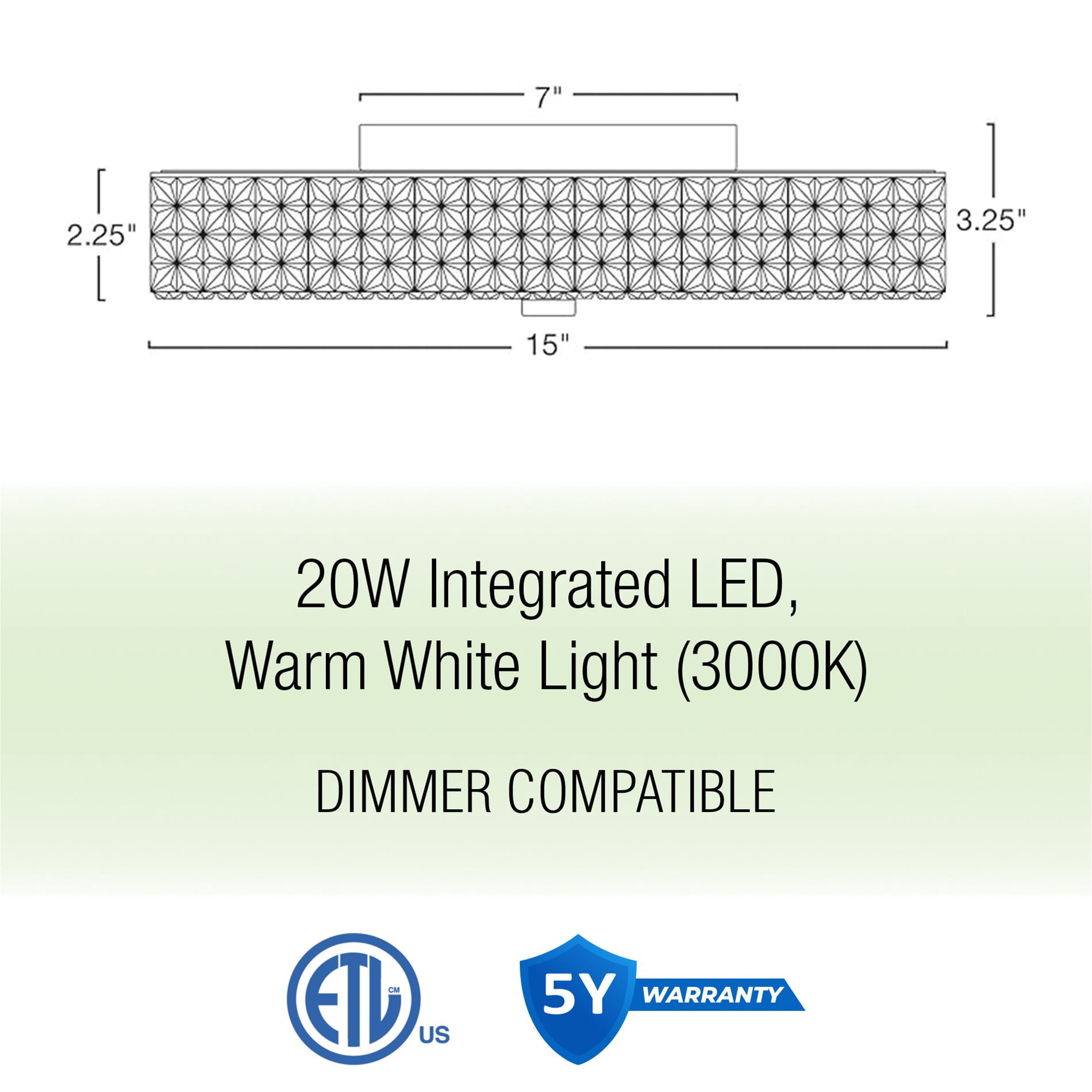 Kira Home Maxine 15" Integrated LED Crystalline Flush Mount (25W), 3000K Light Low-Profile Crystal Ceiling Light, Heavy