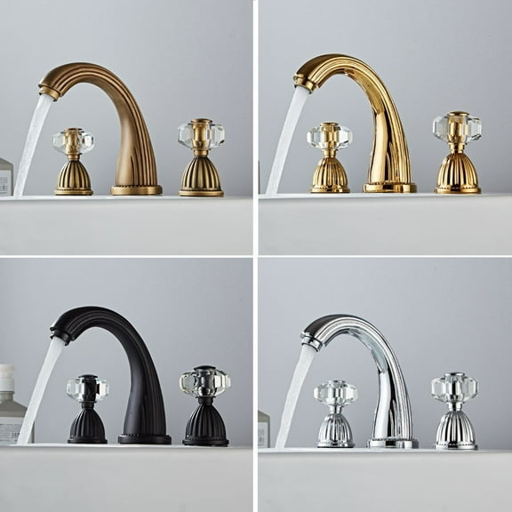 Juno Lara Crystal Dual Handle Sink Faucet Mixer Tap Gold Faucet