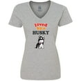 thumbnail image 3 of Inktastic Siberian Husky Dog Puppy Women's V-Neck T-Shirt, 3 of 5