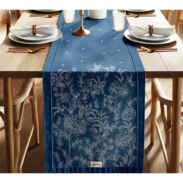 Vargottam Decorative Table Runner - Double-Layered Cotton - 14 x 108 Inch with Elegant Border - Durable, Eco-Friendly - For Rustic, Boho & Modern Dcor - Floral