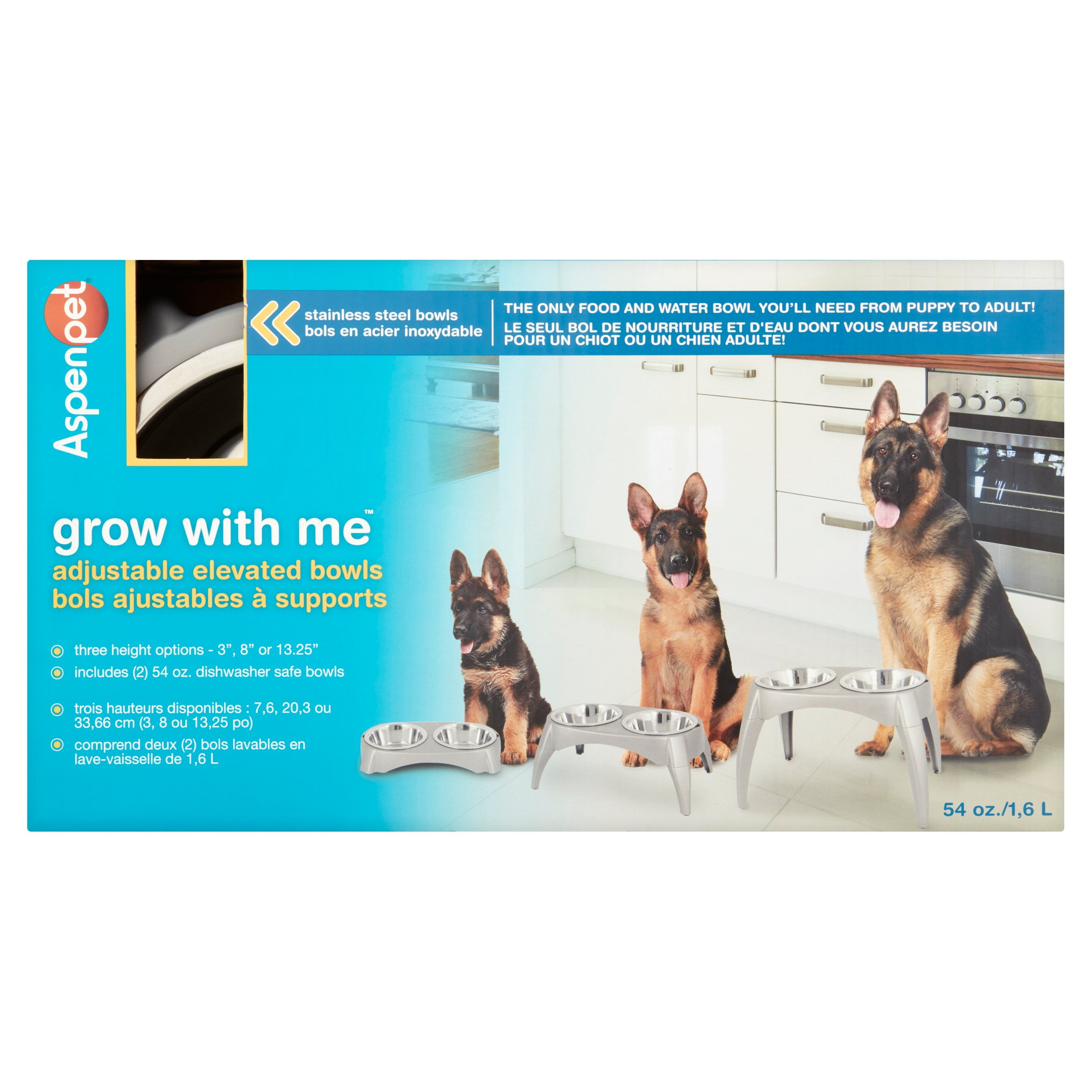 Aspen Pet Grow with Me 54 oz Elevated Feeder, Set of 2