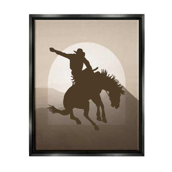 Stupell Industries Modern Cowboy Silhouette Animals & Insects Painting Black Floater Framed Canvas Art Print Wall Art, 17 x 21