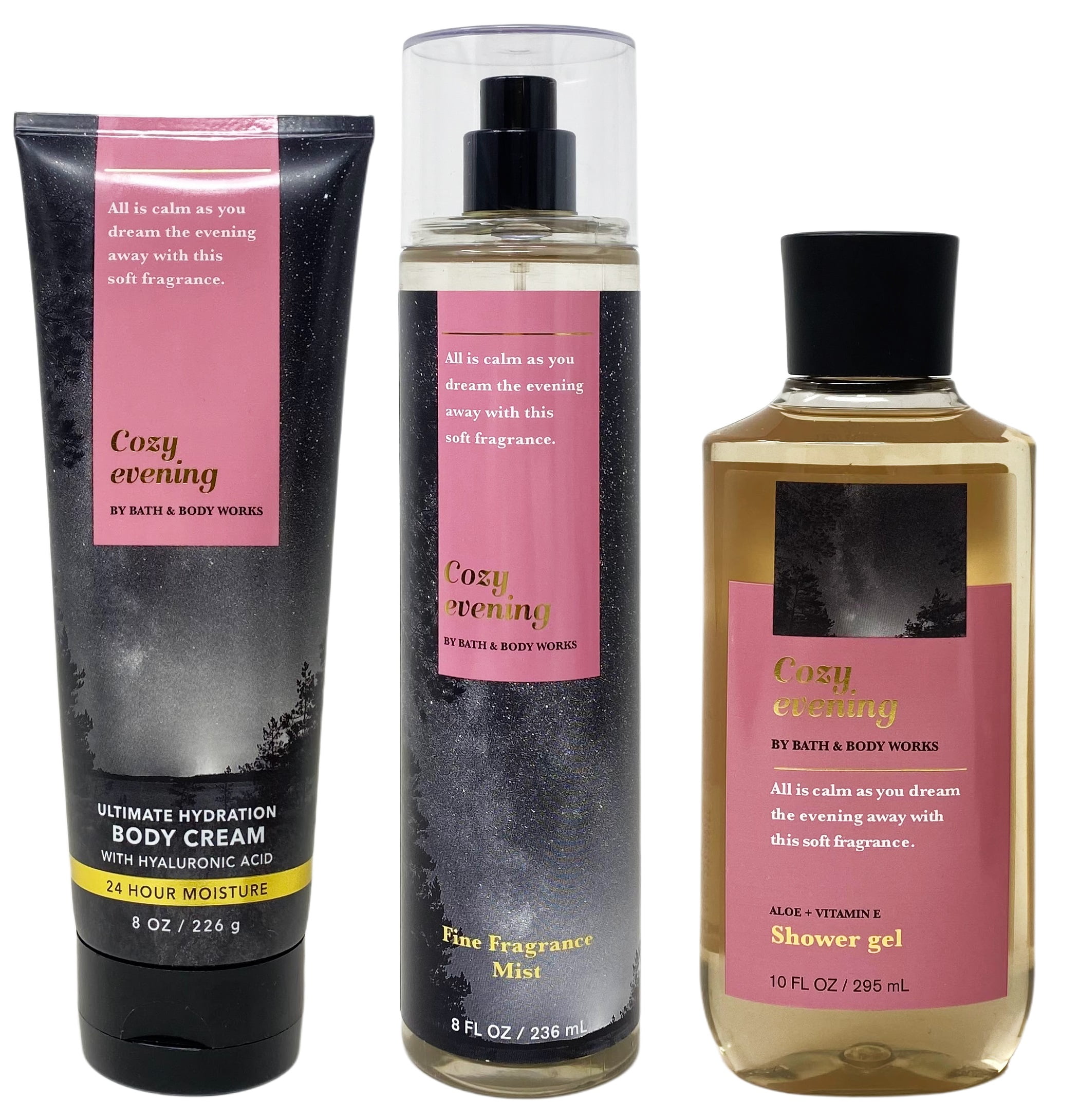 Bath & Body Works Cozy Evening Trio Shower Gel, Fine Fragrance Mist
