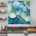 thumbnail image 5 of Teal Blue Leaves Sheer Curtains 54 Inches Long, Modern Abstract Art Botanical Light Filering Curtains, Breathable Simi Curtain Privacy Drapes for Kitchen Bathroom Nursery Small Window Treatment, 5 of 9