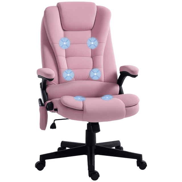 Vinsetto Massage Office Chair with 6-Point Vibration, Pink