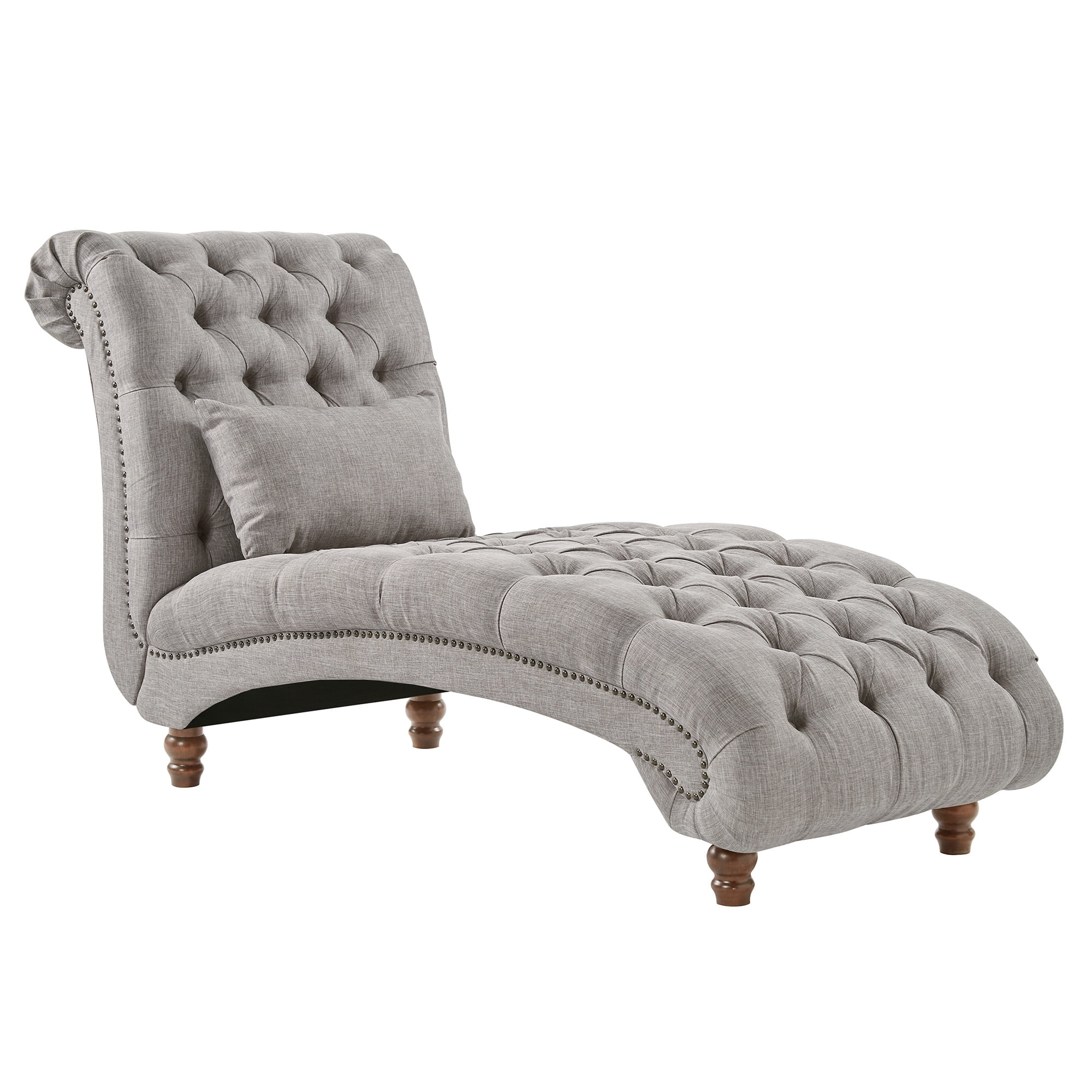 Weston Home Bowman Tufted Armless Chaise with Matching Pillow, Gray Linen