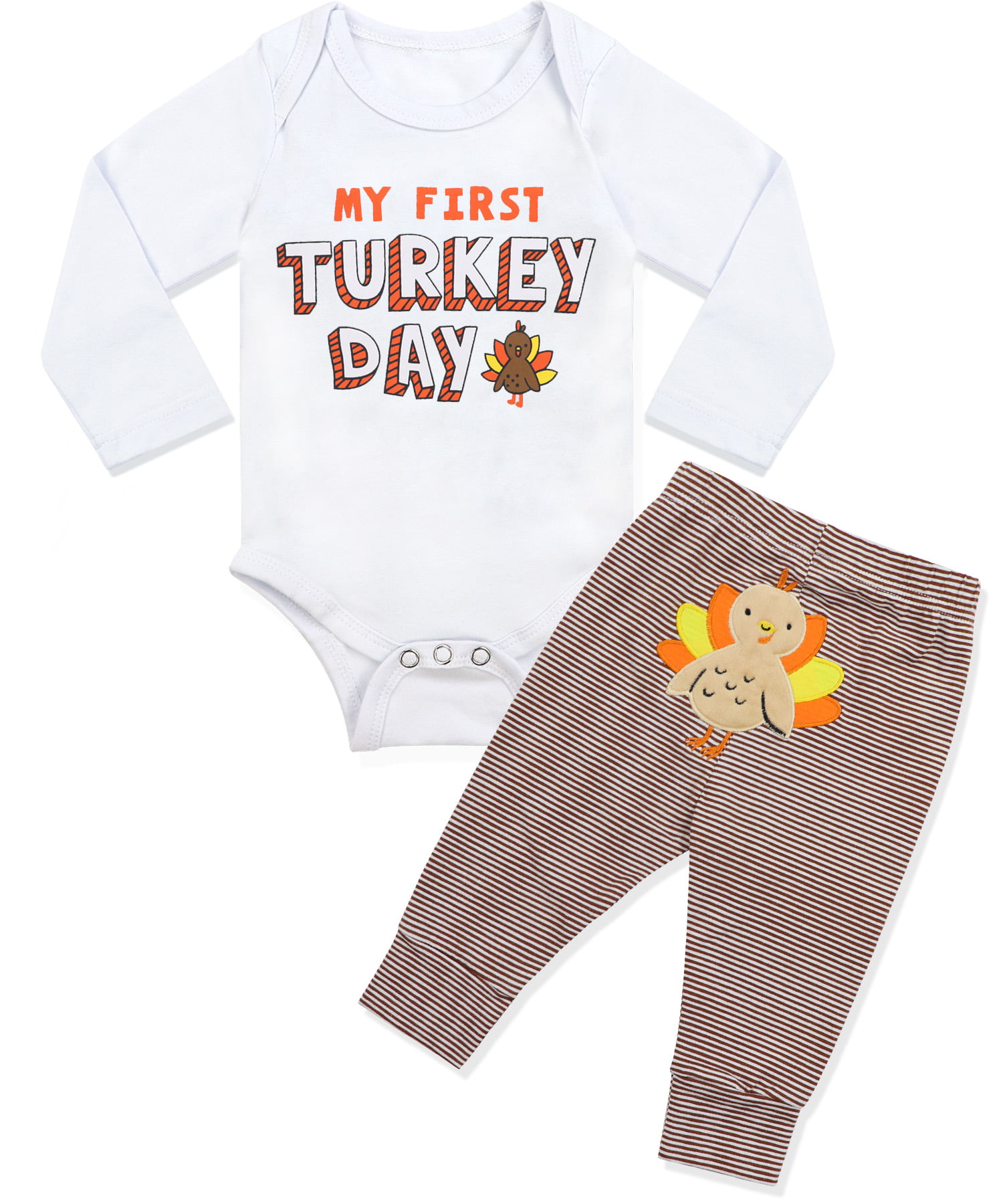 My First Thanksgiving Outfit Baby Girl Boy One Piece Baby Long Sleeve Bodysuit
