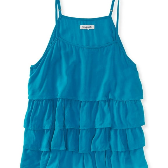 Aeropostale Womens Tiered Tank Top, Green, Juniors, X-Small