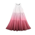 thumbnail image 6 of Abcomgle Summer Dress for Girls 10-12 Casual Halter Neck Sleeveless Midi Dress Gradient A-line Sundresses Swing Flare Dresses 11-12 Years,Watermelon Red, 6 of 7
