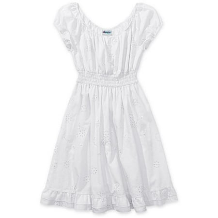 Juniors Cap-Sleeve Eyelet Dress