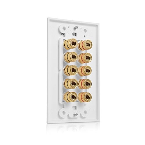 Placa de pared de alambre de altavoz Cable Matters para 5 altavoces Blanco