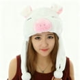 thumbnail image 4 of Unisex Plush Animal Face Winter Hood Ski Hat with Long Ear Straps Pom Pom Ends Soft Fleece Lined Earflap Cap for Women Kids and Parties, 4 of 4