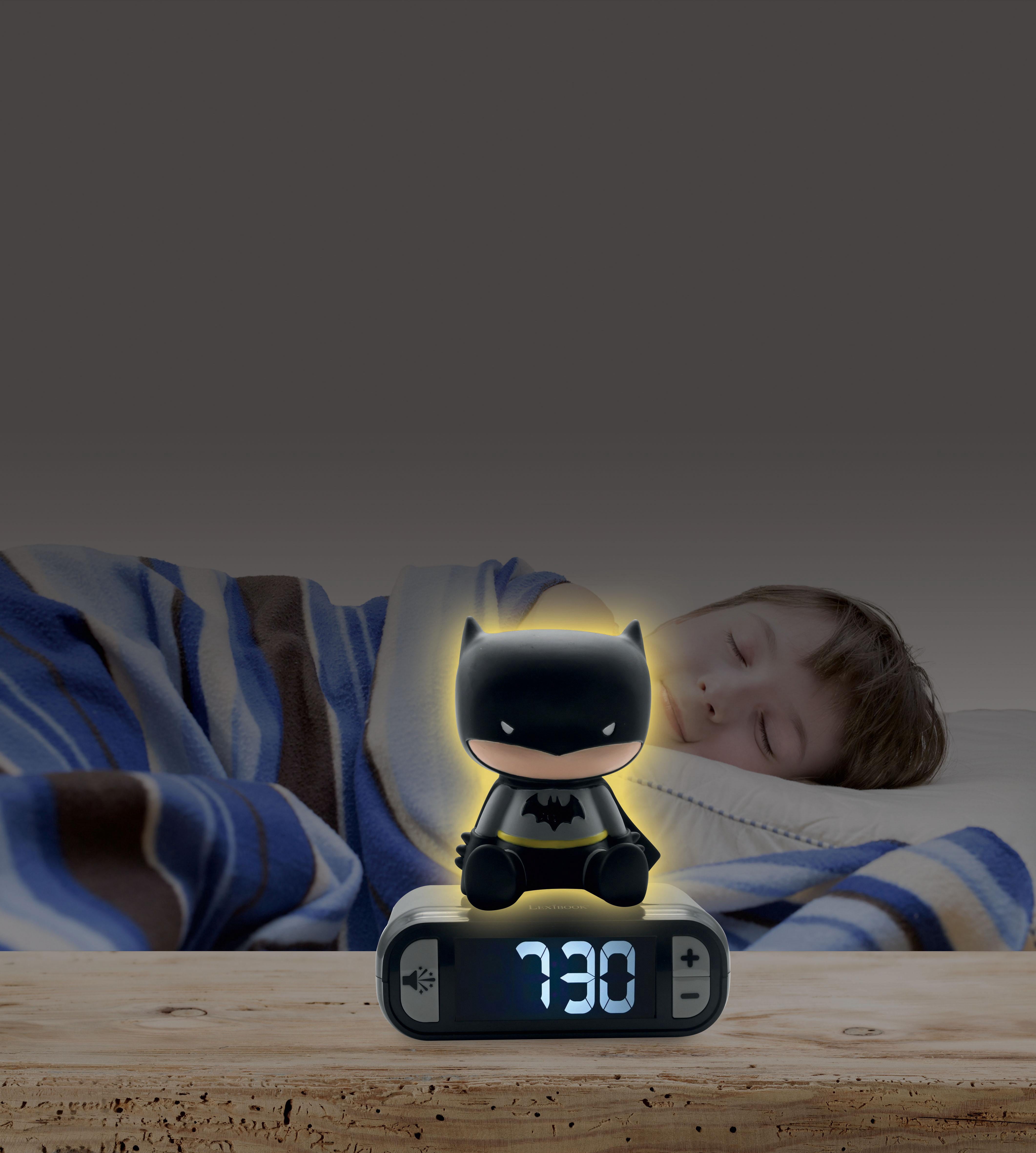 Lexibook - Batman Digital Alarm Clock with Night Light Snooze, Clock, Luminous Batman, Black Colour