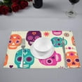 thumbnail image 2 of EREHome Colorful Cute Skull Placemat Plate Holder Set of 6, Table Mats Protector 12x18 inch, 2 of 5