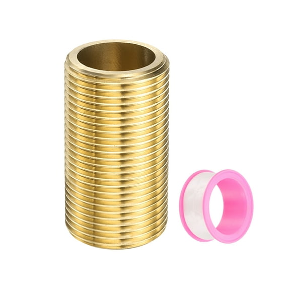 Uxcell 3/4" g Male Brass Pipe Fitting, Extension Adapter Connector with Tape 2 Inch Length