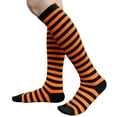 thumbnail image 2 of COUVER Womens 0.5 Inch Thin Stripe Cotton Knee High Socks Black Dark Orange 2 Pairs (Womens), 2 of 7