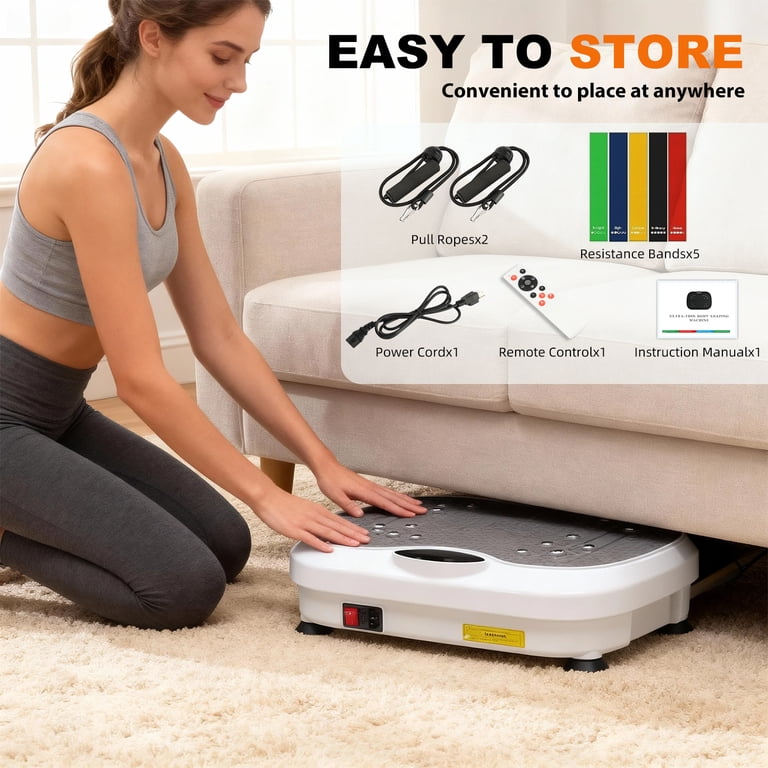 Vibration Plate Exercise Machine, DOMNIU Whole Body Workout Vibration  Platform for Lymphatic Drainage, Vibrating Muscle Toner w/ 2 Resistance  Bands for Weight Loss, White - Walmart.com