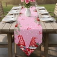 thumbnail image 6 of Red Gnomes Table Runner Linen Burlap Table Runner 70 Inches Long Valentine's Day Love Roses Leaves Ombre Pink Dresser Scarves for Kitchen Island Coffee Dining Party Wedding Holiday Decor 13"x70", 6 of 8