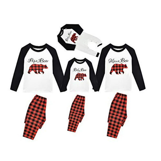 Matching Family Pajamas Pajamas for Family Bear Baby Pjs Set Red Plaid Pants Set 2pcs Clothes Toddler Sleepwear Outfits Kids Pajamas for Baby Onesie
