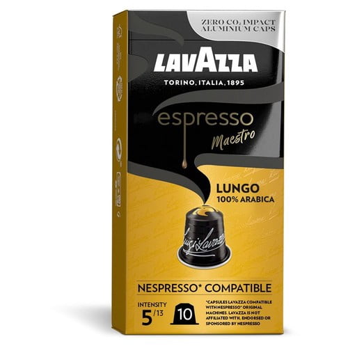 Lavazza Espresso Lungo Aluminium Nespresso Compatible Capsules, 10 pods per pack, British Import (Pack of 3)