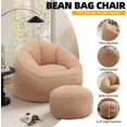 thumbnail image 5 of DEALTOPS Bean Bag Sofa Chair with Footrest, Foam-Filled Comfy Lounge Chair for Living Room, Bedroom, Dorm & Nursery, Tan, 5 of 7