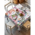 thumbnail image 2 of Spring Gnomes Suqare Tablecloth - 60 x 60 Inch, Colorful Flowers Watercolor Butterfly Floral Plant Waterproof & StainResistant Tablecloth, Washable Oil-proof Table Cover for Dining/Party/Wedding, 2 of 9