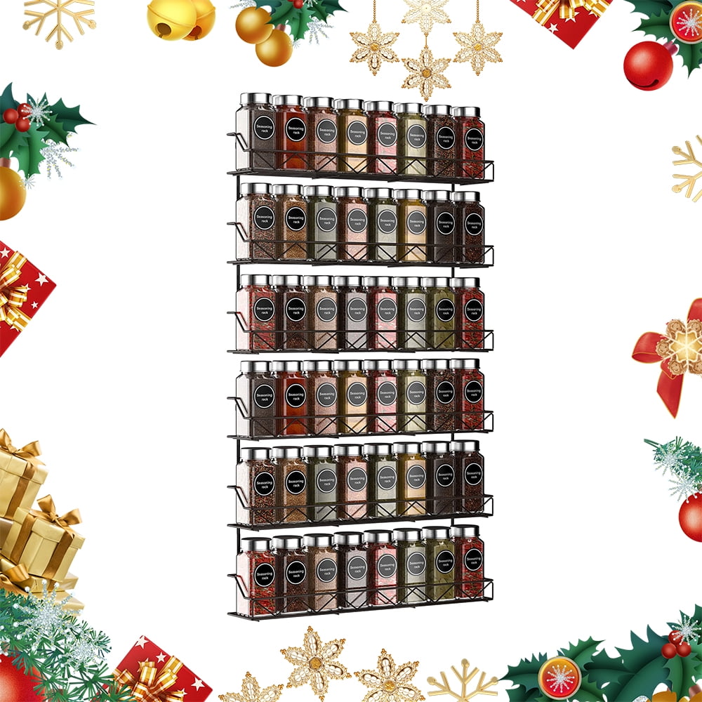 Auledio 2 Pack Spice Rack Wall Mount Metal Seasoning Jars Shelf Storage ...