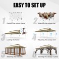 thumbnail image 4 of COBIZI 12x20 Pop-up Gazebo Patio Gazebo Outdoor Gazebo Canopy with Mosquito Netting Patio Tent Backyard Canopy with 2-Tiered Vented Top 3 Adjustable Height and 144 Square Ft of Shade, Beige, 4 of 5
