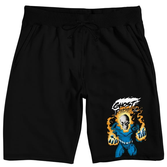 Ghost Rider Fiery Character Men's Black Sleep Pajama Shorts-Medium