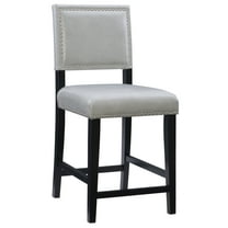 Linon Blake 24" High Back Counter Stool, Black/Dove Gray Faux Leather