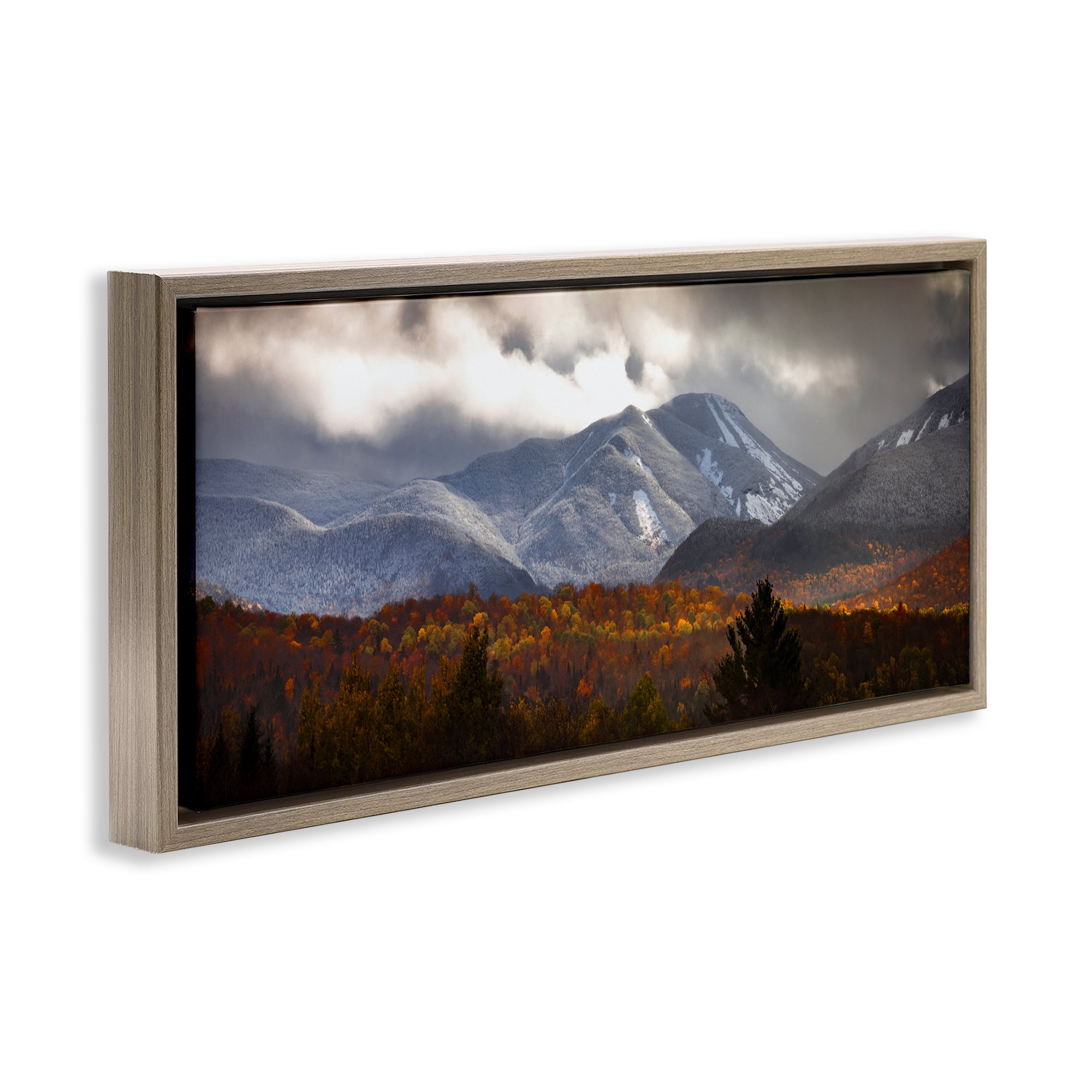 Stupell Industries Colliding Seasons Mountainscape Brown Framed Floater Canvas Wall Art, design by Jonathan Zaharek