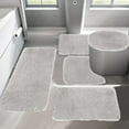 thumbnail image 4 of 5 Piece Bathroom Rugs Sets with Adjustable Toilet Seat Cover Machine Washable Bath Rug Set Non Slip Solid Bath Mat Set Shaggy Bathroom Floor Mats for Luxury Bathroom Decoration, 4 of 6