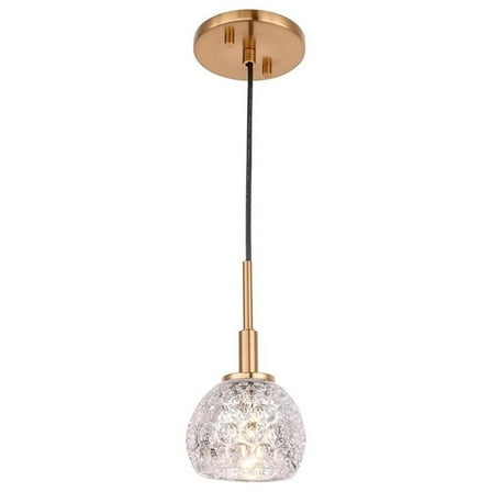 Woodbridge Lighting Elise 1-Light Mercury Glass & Steel Mini Pendant in Brass