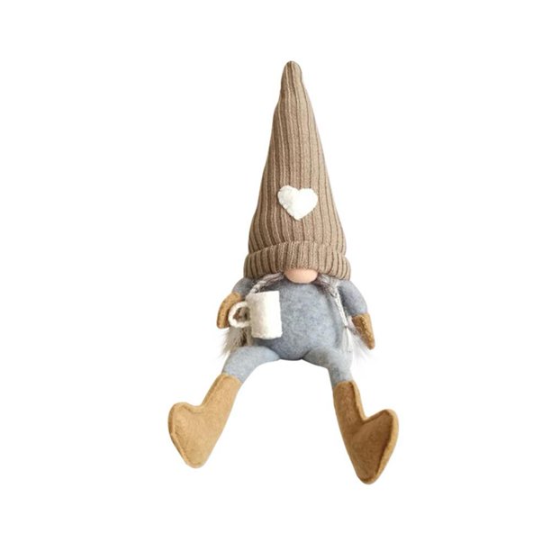 Gnome Doll Felpa Decoración Granja Adornos (mano izquierda) Café Marrón