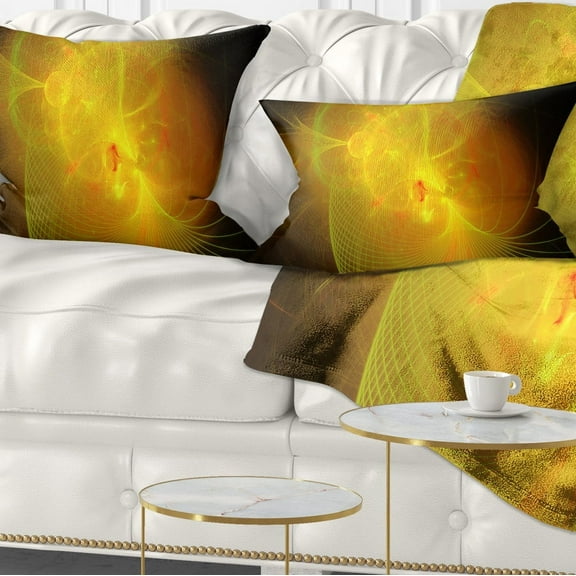 Designart Distant Golden Space Nebula - Floral Throw Pillow - 12x20
