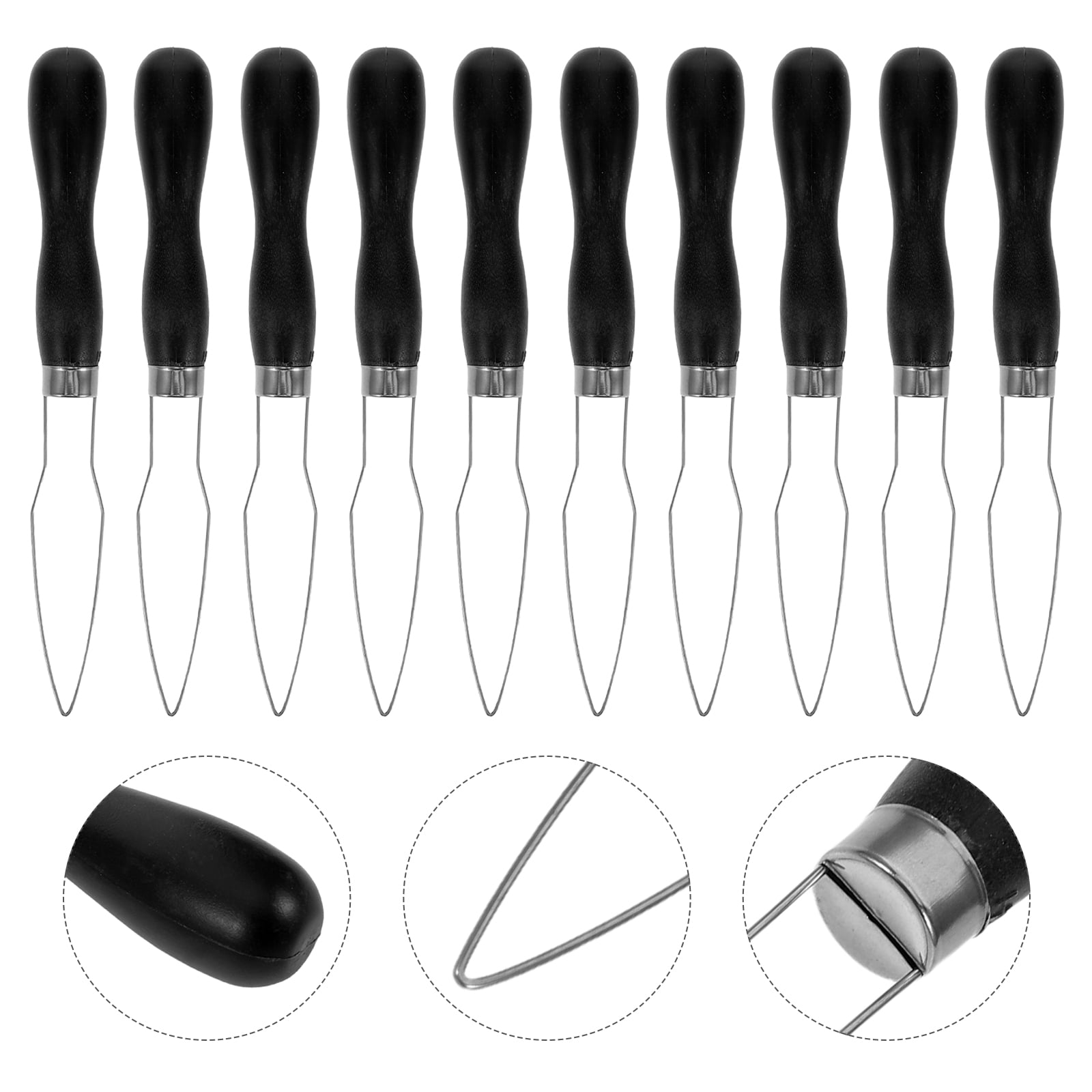 FOMIYES 10Pcs Black Button Helper Tool with Plastic Handle for Easy Shirt Buttoning