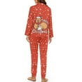 thumbnail image 2 of DISNIMO Women's 2 Piece Lounge Sets Capybara Snowflake Printed Long-Sleeve Pajama Sets with Pocket Button Down Sleepwear with Matching Long Pants Christmas Loungewear Nightwear, 2 of 7
