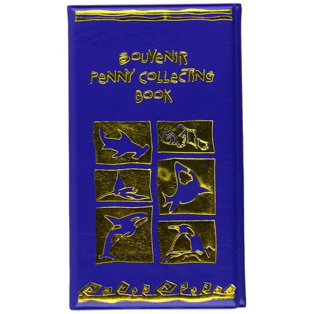 ONE Blue Souvenir Penny Collecting Book/Album For Elongated Pennies, Tri-fold book for convenient storage and travel By