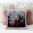 thumbnail image 4 of Amrita Sen Designs  16 x 16 in. Tree Oil Duo Suede Zippered Pillow with Insert - Brown, Blue & Purple, 4 of 4