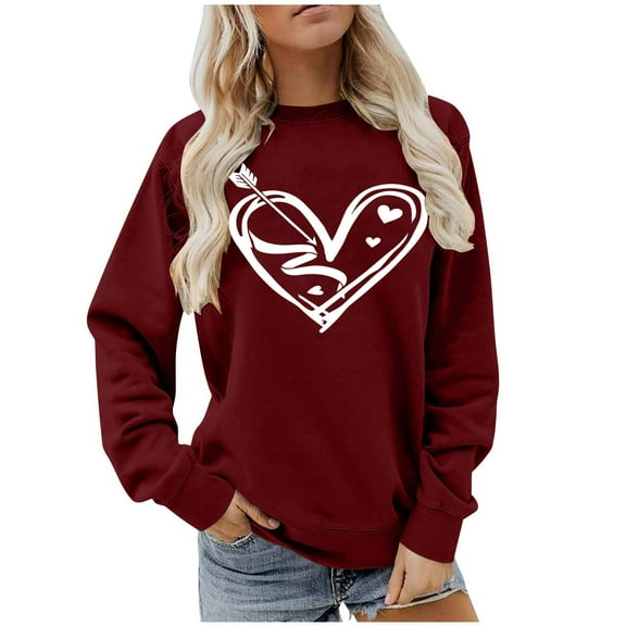 Dgankt Winter Clothing for Women Womens Sweatshirts Casual Valentine's Day Pullover Tops Oversized Long Sleeve Crewneck Shirts S-2XL
