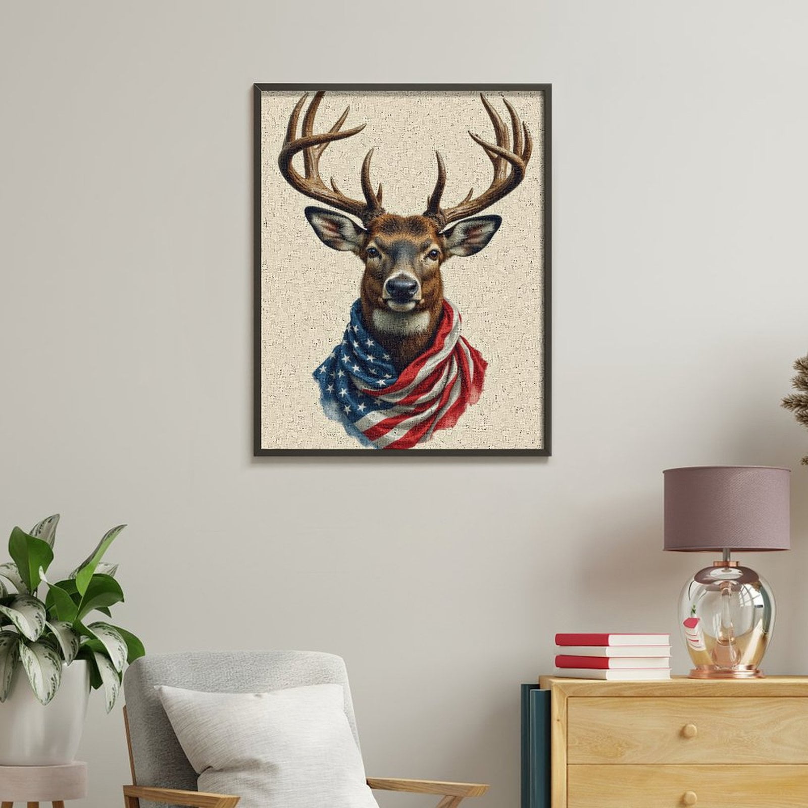 Paint by Numbers Kit for Adults, Patriotic Deer Portrait Art Paint by Numbers, Easy Paint by Numbers Kit for Adults Beginner, DIY Adult Paint by Number Kits on Canvas, Home Decor