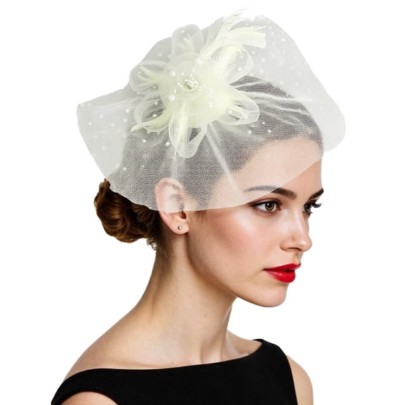 Fgnfyis Heardband Feather Fascinator Headband Elegant Mesh Party Hat Accessory Ideal for Formal Events and Celebrations WH2 One Size