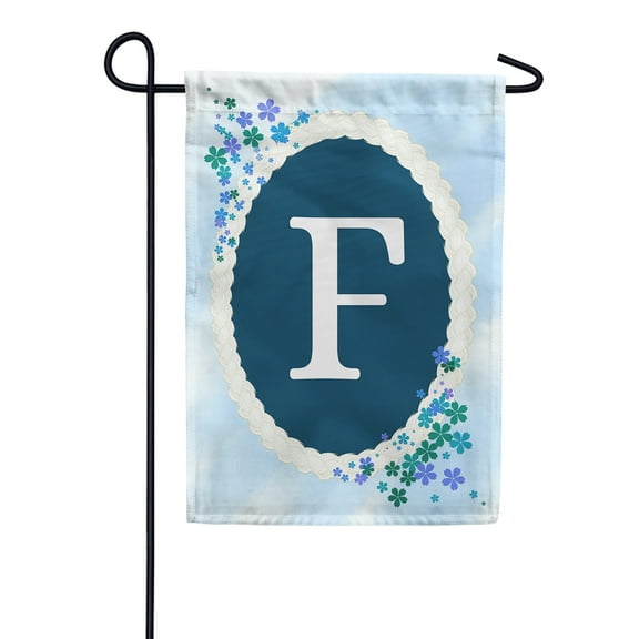 America Forever Spring Monogram Garden Flag Letter F 12.5 x 18 inches Double Sided Vertical Outdoor, Yard, Lawn, Beautiful Flowers, Floral Design, Summer Farmhouse Garden Flag