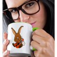thumbnail image 2 of 3drose, Funny Cool Brown Bunny Rabbit Playing Guitar Cartoon, 11oz Two-tone Green Mug, 2 of 6