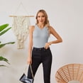 thumbnail image 3 of Vafful Womens Tank Tops 2 PCS Summer Top Ribbed Sleeveless Racerback Basic Top Slim Fitted Round High Neck Sexy Tank Tops for Women Grey and White S-XXL, 3 of 9