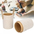 thumbnail image 4 of Portátil PU cuero maquillaje cepillo taza tubo titular viaje cosmético contenedor herramienta albaricoque, 4 of 5